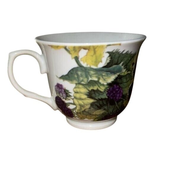 Vintage Bone China Teacup With Floral & Berry Design - Picture 1 of 6